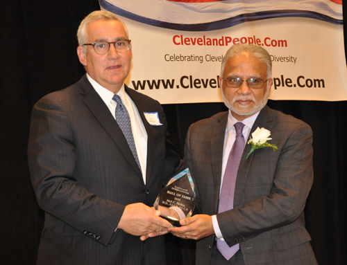 Richard J. Buoncore inducts Dr. Ahtul C. Mehta into the Cleveland International Hall of Fame