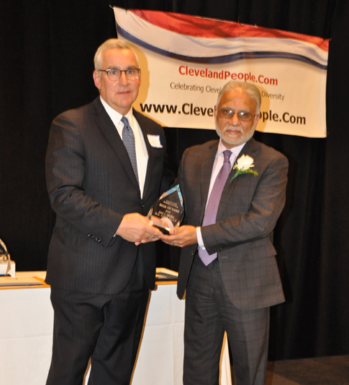 Richard J. Buoncore inducts Dr. Ahtul C. Mehta into the Cleveland International Hall of Fame