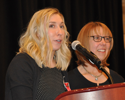 Kirsten Pianka and Karen Pianka accept the award for their late father/husband Judge Ray Pianka