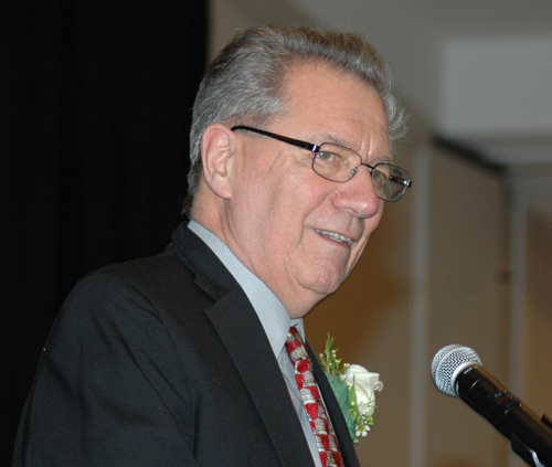 Judge Ralph Perk Jr. gives acceptance speech at his induction into the Cleveland International Hall of Fame