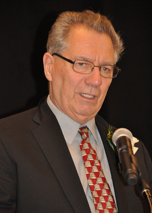 Judge Ralph Perk Jr. gives acceptance speech at his induction into the Cleveland International Hall of Fame