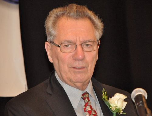 Judge Ralph Perk Jr. gives acceptance speech at his induction into the Cleveland International Hall of Fame