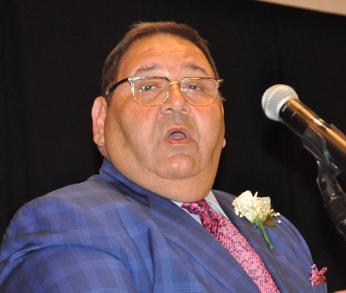 Akram Boutros MD, the President and CEO of MetroHealth, the public health system in Cleveland, giving his induction speech at the Cleveland International Hall of Fame