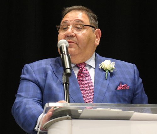 Akram Boutros MD, the President and CEO of MetroHealth, the public health system in Cleveland, giving his induction speech at the Cleveland International Hall of Fame