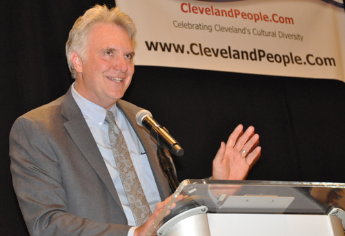 University Circle Incorporated CEO Chris Ronayne inducts 
Paul Burik into the Cleveland International Hall of Fame. 