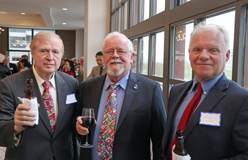 Dr. Vik Stankus, Toomas Tubalkain and Algis Gudenas toast Ingrida Bublys