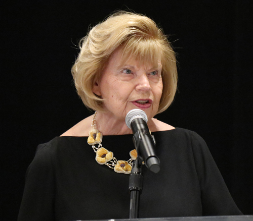 Ingrida Bublys gives her induction speech at the Cleveland International Hall of Fame