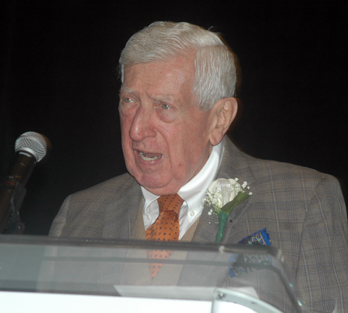 Richard Fleischman gives his induction speech at the Cleveland International Hall of Fame